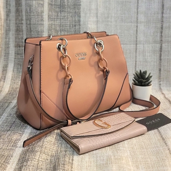 🔥Guess Madsen Logo Satchel With New Wallet Shoulder /Cross body bag - Picture 2 of 15